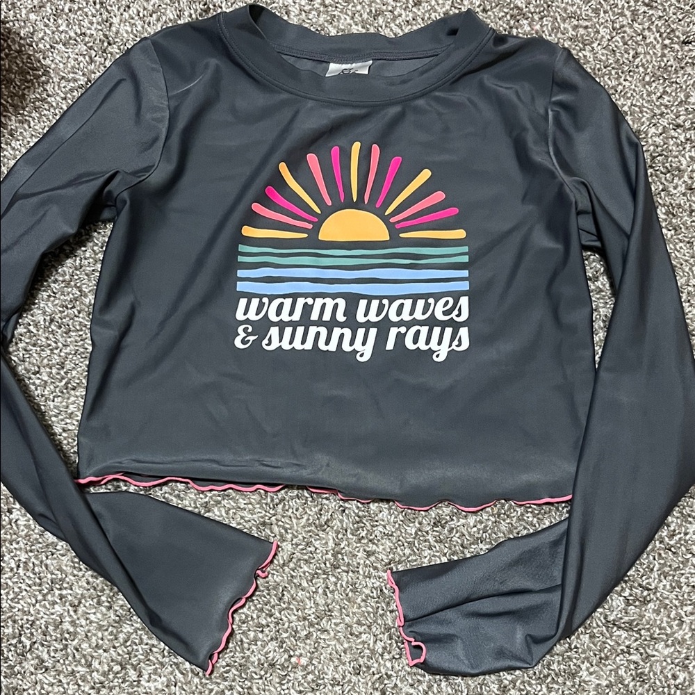 art class Black Swim Coverup with Vibrant Sun Design